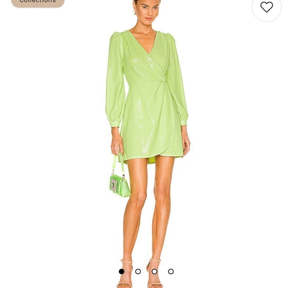 Olivia Rubin x Revolve Meg Long Sleeve Sequins Dress in Green.Size 2